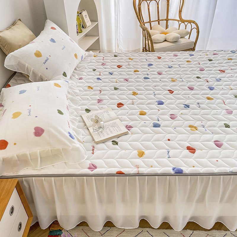 New Popular milk velvet quilted bed mattress decorate home Bed Skirt