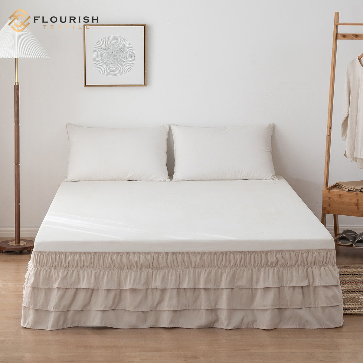 Flourish / High Quality new design Bed Skirt  Fitted Sheet Bed Skirt for hotel and home