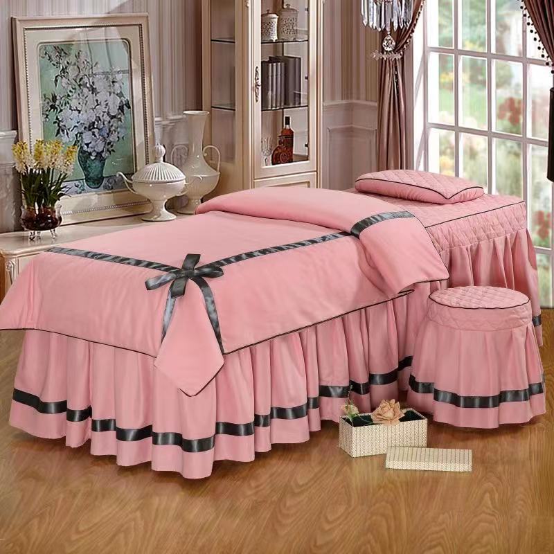 beauty bedspread 4 pieces set of high-end massage parlor SPA health bed cover and bed skirt ized 