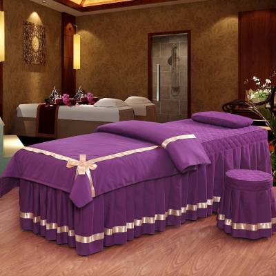 beauty bedspread 4 pieces set of high-end massage parlor SPA health bed cover and bed skirt ized 