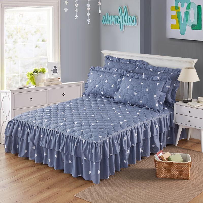2022 direct sales quilted thickened bed skirt double lace bed cover aloe vera cotton bedsheet  1.5m 1.8m