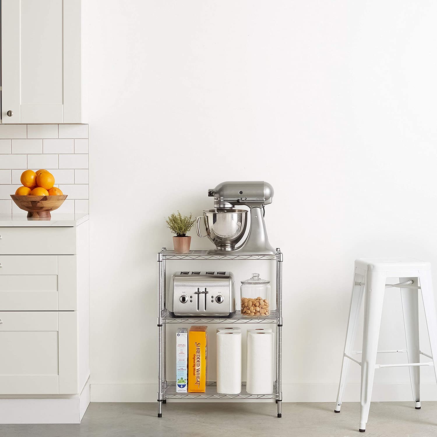 Amazon Basics 3 Shelf Shelving Unit Chrome shelf