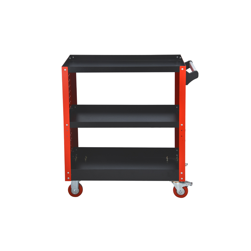 Garage Workshop Heavy Duty Tool Trolley Cart With Wheels 3 Shelves and side panel for hanging tools