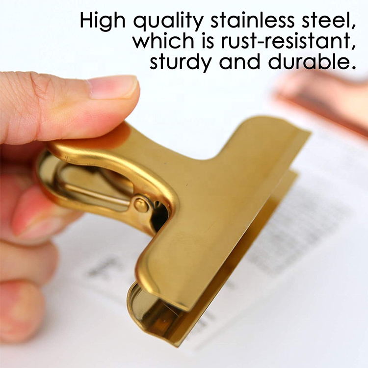  high quality Brass Bulldog Clips Gold Duckbill Metal Paper Binder Clips For Office Bill Ticket