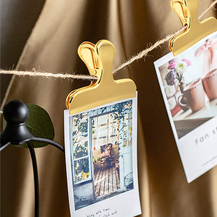   high quality Brass Bulldog Clips Gold Duckbill Metal Paper Binder Clips For Office Bill Ticket