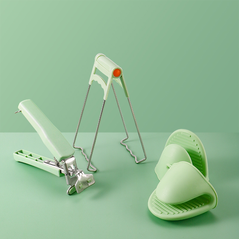 Stainless Steel Plate Clip Anti-Scald Dish Clamp Plate Bowl Clips With Plastic Handle