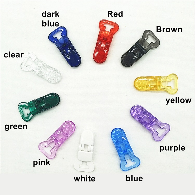  Cuten 10 mm Transparent Colored Plastic  Clips Eco-Friendly baby Plastic Pacifier dummy holder clips 250PCS/ba