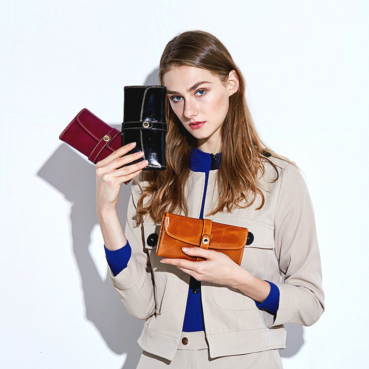 Lymech Smart Fahion 100% Cow Real Genuine Leather Credit Card Holder Money Purse Wallet Bag Pocket Clip Lady Woman Drops