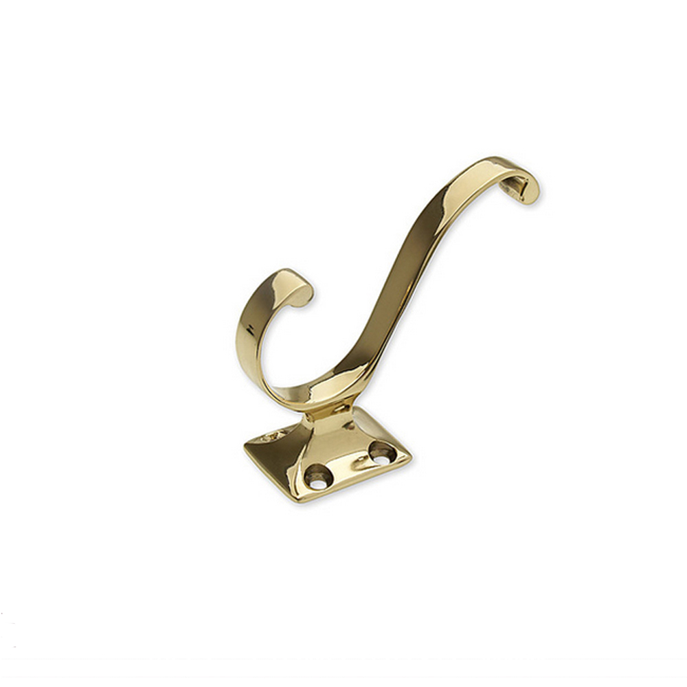 Solid Brass Coat Hook - Double, double hooks