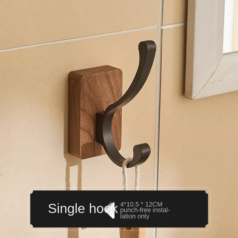  solid wood clothes hook bathroom hook Wall door after porch paste Black walnut hook