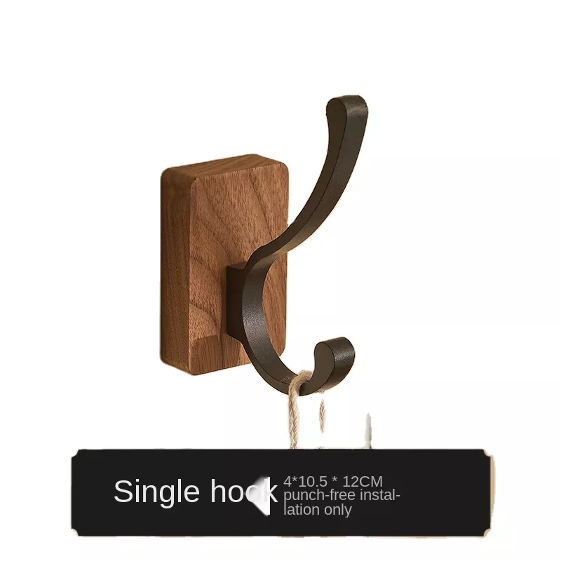  solid wood clothes hook bathroom hook Wall door after porch paste Black walnut hook