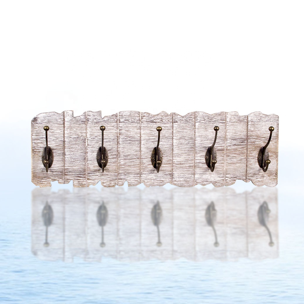 Hooks & Rails Wooden Classic Style Bathroom Kitchen Wall Mounted Five Key Hooks