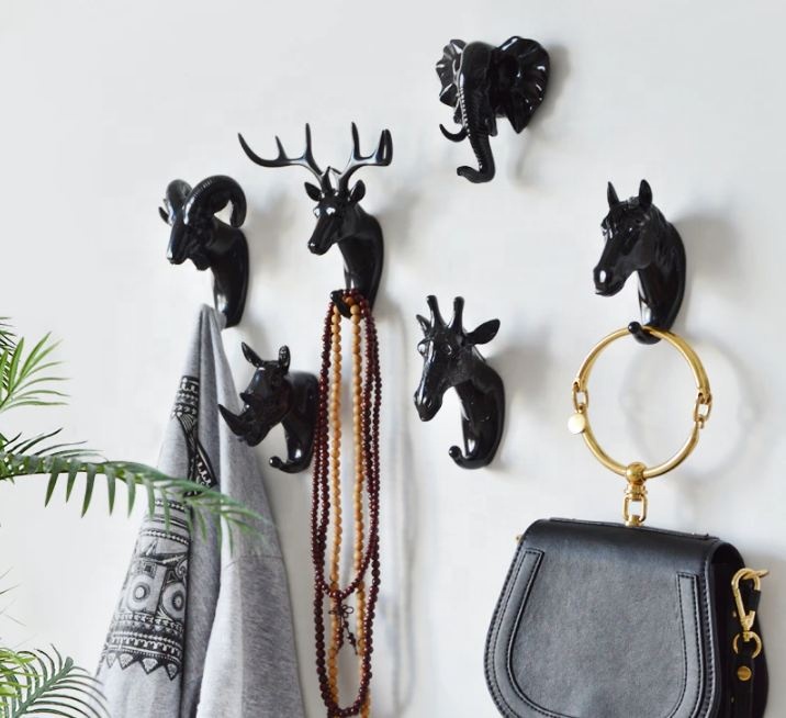 Hooks & Rails Hook Home Decoration Hanging Key Wall Coat Multi-functional Animal Free Punch Head American Hanging Hook H