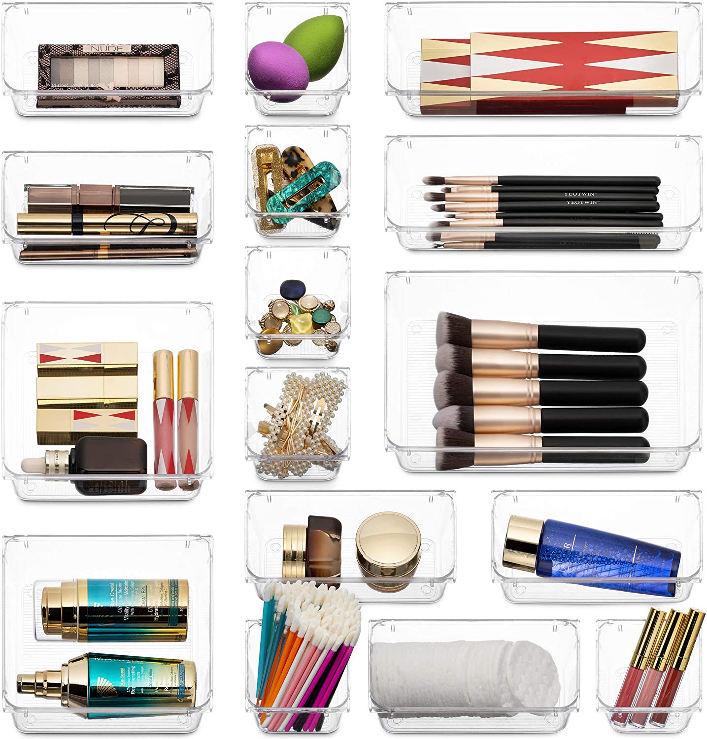 Cheap Hot-selling 25pcs Drawer Organizer Tray Set 5 Different Sizes Drawer Organizers for Makeup Office Desk Drawer Orga