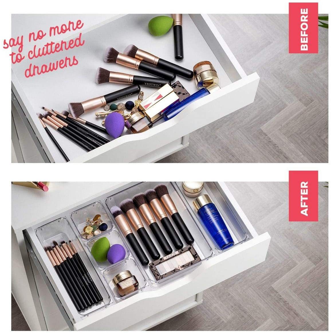 Cheap Hot-selling 25pcs Drawer Organizer Tray Set 5 Different Sizes Drawer Organizers for Makeup Office Desk Drawer Orga