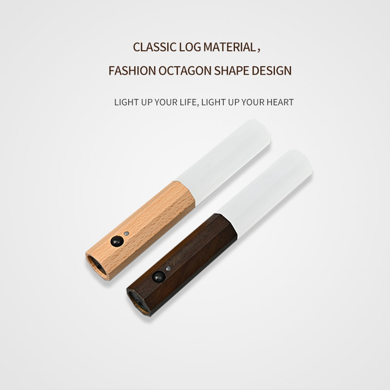 wood motion sensor led night light Magnet body sensor wooden hallway night light USB rechargeable led stairway night lig