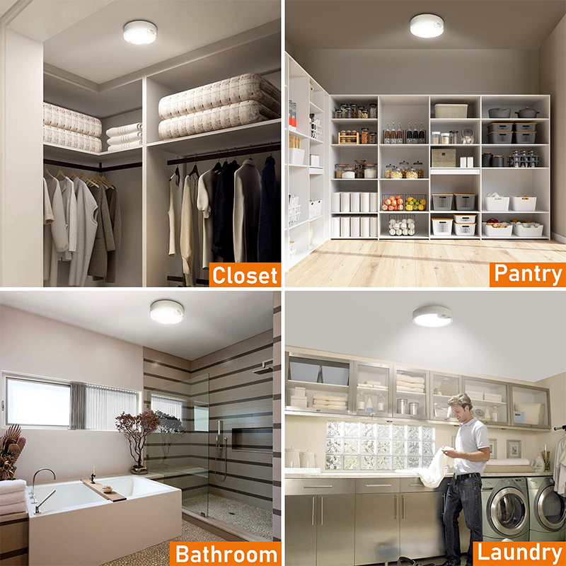 Modern Round Garage Bathroom Shower Porch 400LM Motion Activated Light Battery Operated Motion Sensor Indoor Ceiling Lig