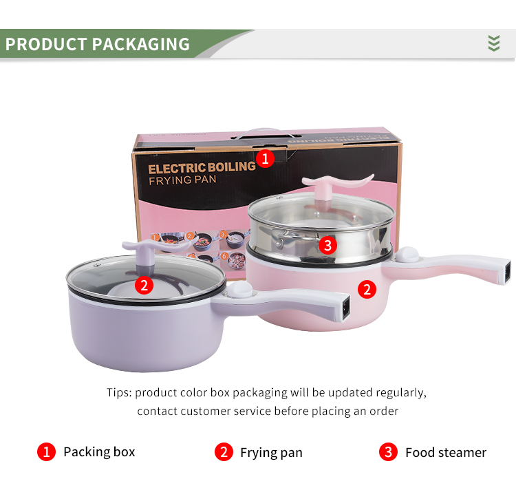 2021 Hot Sale 1.6l Mini Multifunction Portable Non Stick No Paste Small Electric Skillet Frying Pan With Steamer Layer