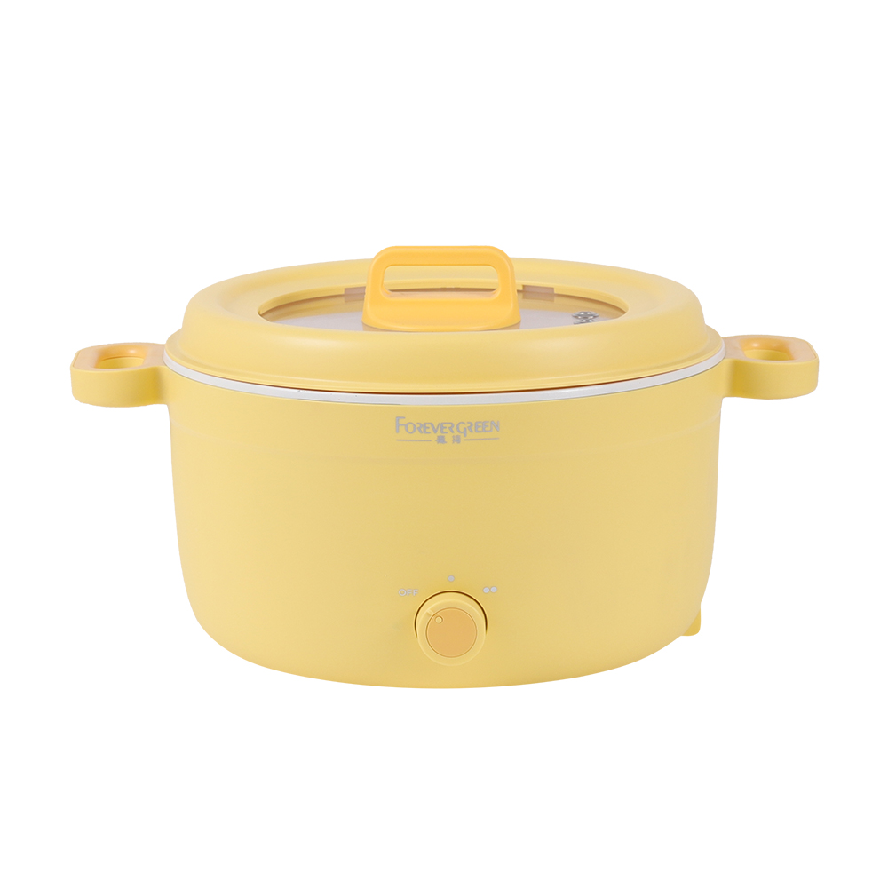 electric skillets 3.9L multi cooker non stick ceramic  electric hot pot cooker in yellow with steamer