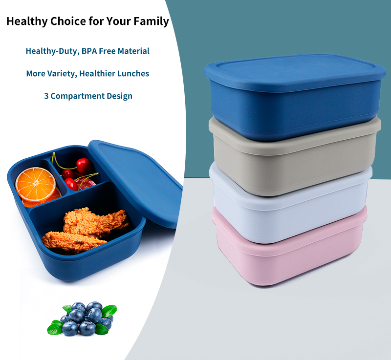 new product ideas 2023 BPA Free Collapsible Silicone Food Containers Silicone kids bento lunch box With Compartments