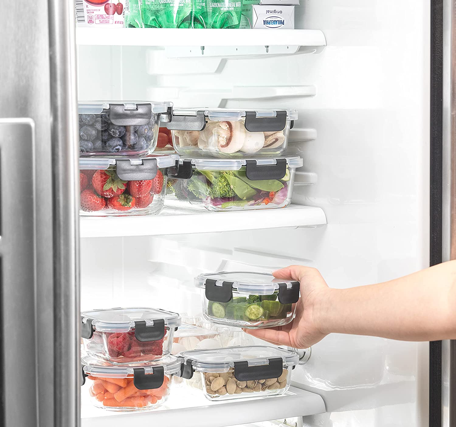 Microwave safe glass food container meal prep containers