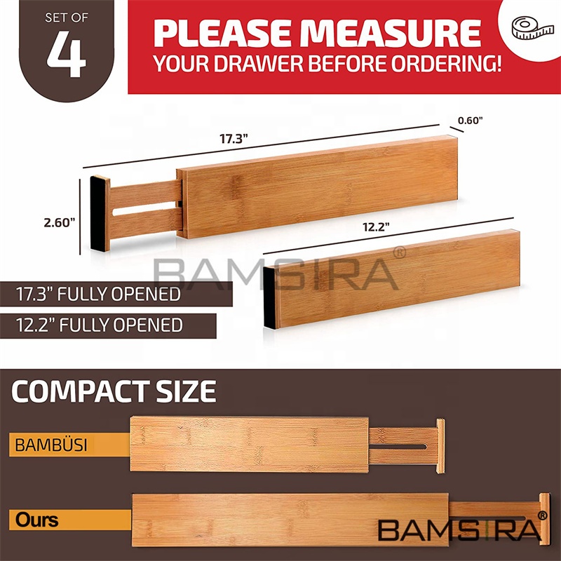 Bamboo Utensil Organizers for Kitchen Drawer Dividers Utensil Organizers