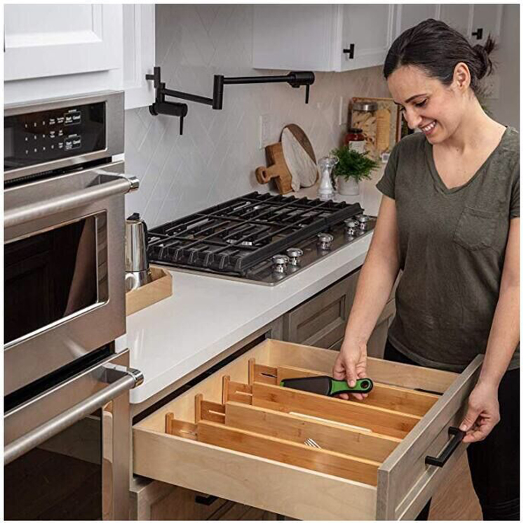 Selldrawer Divider Wooden Kitchen Drawer Organizers Organizadores De Gaveta Adjustable Drawer Divider 2023 Year Bamboo N