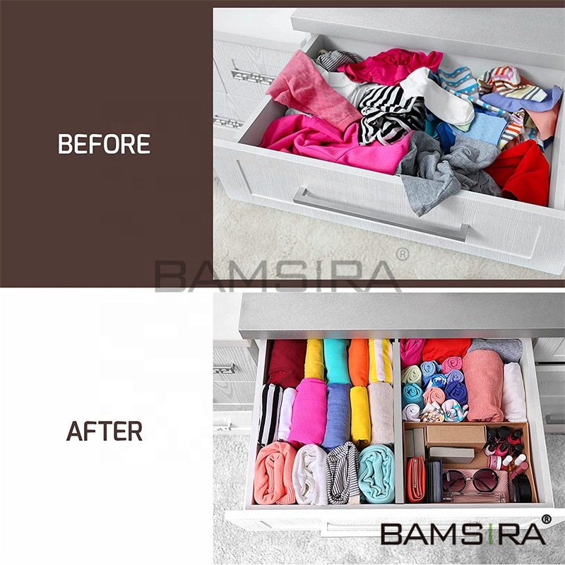 Gray  4-Pack Separators for Kitchen Expandable Drawer Organization Adjustable Bamboo Drawer Dividers
