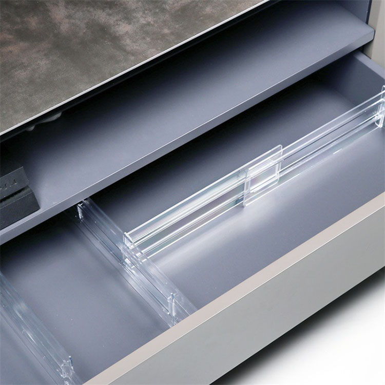 Hot Sale Adjustable 3.2" High Expandable Kitchen Drawer Organizer Clear Plastic Divider Drawer Organizers For Clothing K