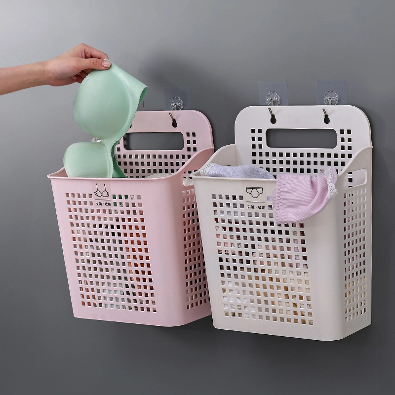 Wall-Mounted Dirty Laundry Hamper and Clothing Storage Basket