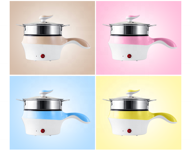 Colorful Mini Electric cooker skillet nonstick fry pan stainless steel nonstick pot Office Portable steamer Shark Pot