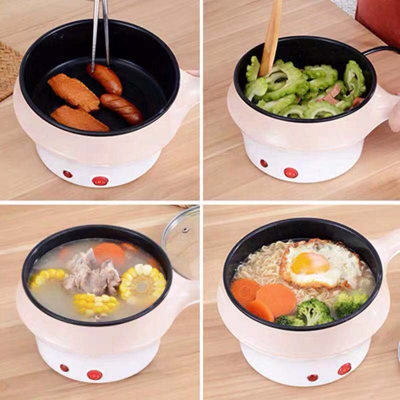 Colorful Mini Electric cooker skillet nonstick fry pan stainless steel nonstick pot Office Portable steamer Shark Pot