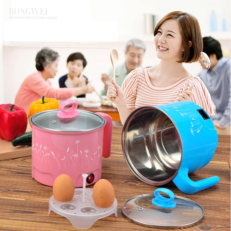 Double Layer Mini Hot Pot Multi Electric Cooking Pots Portable Stainless Steel Electric Skillets Home Cookware