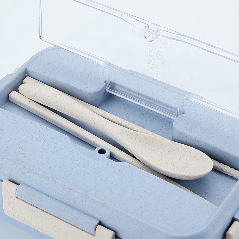 Free plastic cutlery 100% food grade microwave safe food container biodegradable wheat straw school bento lunch box