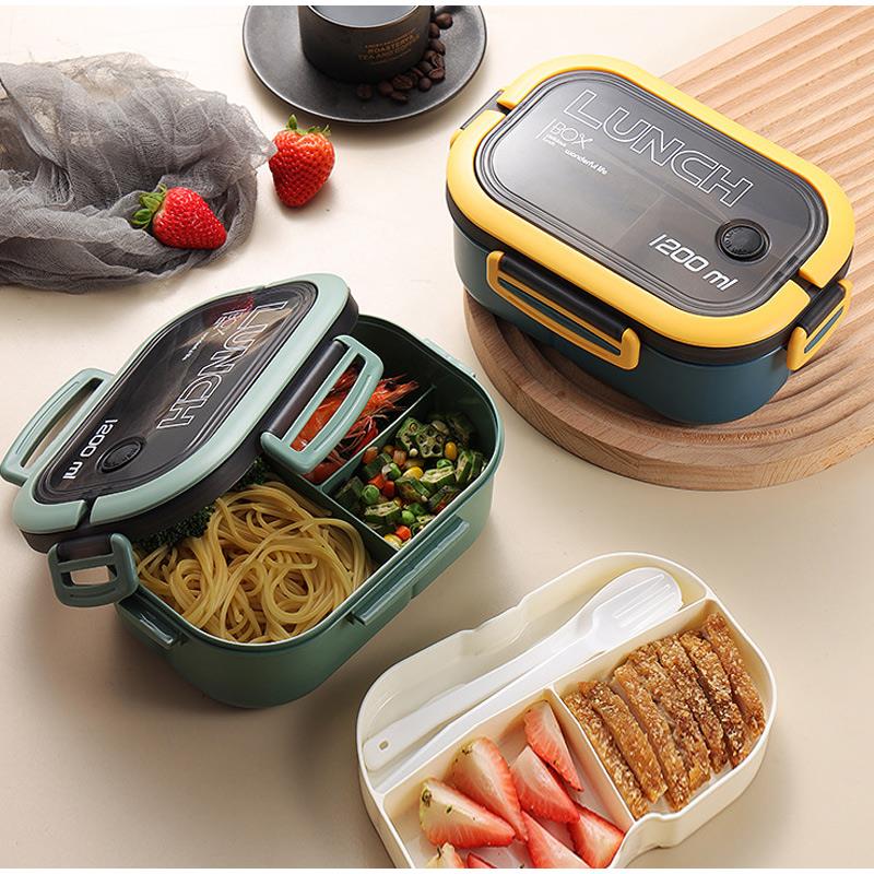Portable Lunch Box Leak proof Bento Food Warmer Container With Compartments & Sauce Box Stackable Salad Fruit Food