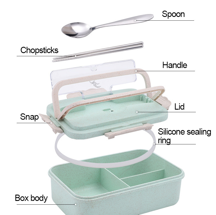 Food Container for Food Bento Box Japanese Biodegradable Lunch Box for Kids with Compartment Leakproof Lunchbox Dinnerwa