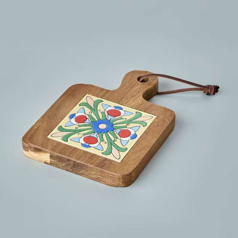 hot sale kitchen cooking table square lemon ceramic sublimation trivets set for hot pots and pans