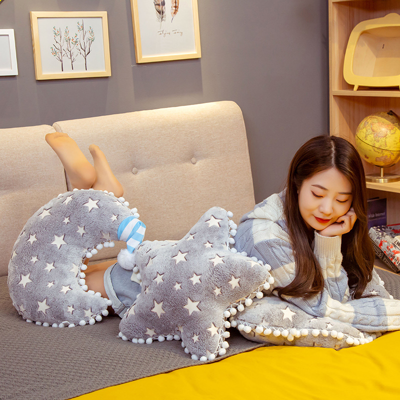 Soft Moon Pillow - Plush Stuffed Toy Throw for Bedroom Decor