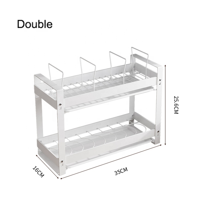 2 Tiers Stainless Steel Dish Bowl Drying Rack Kitchen Tabletop Dish Rack  (1 Piece)