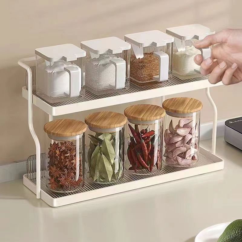 Home Kitchen Acrylic Double-Layer Seasoning Storage Shelf (1 Piece)