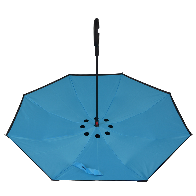 23*8k Double Fabric Windproof C Handle  Cars Reverse Umbrella