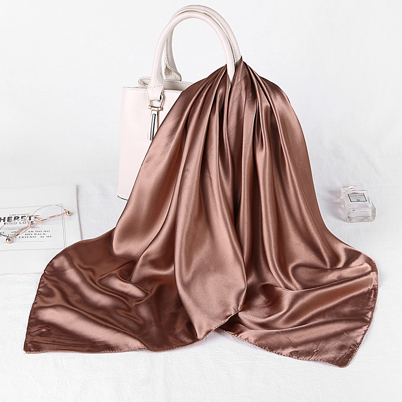 White Square Silk Edge Satin 90X90 Purple Head Plain Hijab Pink Solid Color Scarf