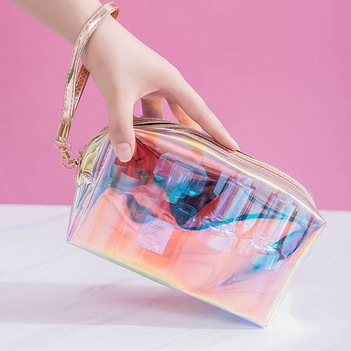 Mini Small Personalized Holographic Pvc Cosmetic Pouch Make Up Bag Beauty Case Makeup Bag Cosmetic Bags