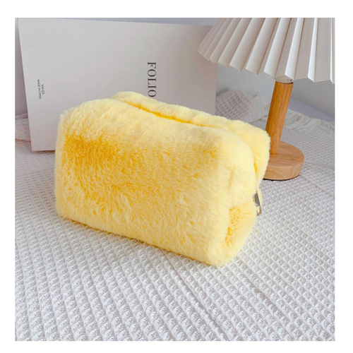 Fashion Design Soft Faux Fur Petty Pastel Fluffy Furry Make Up Bag Cosmetic Pouch Case