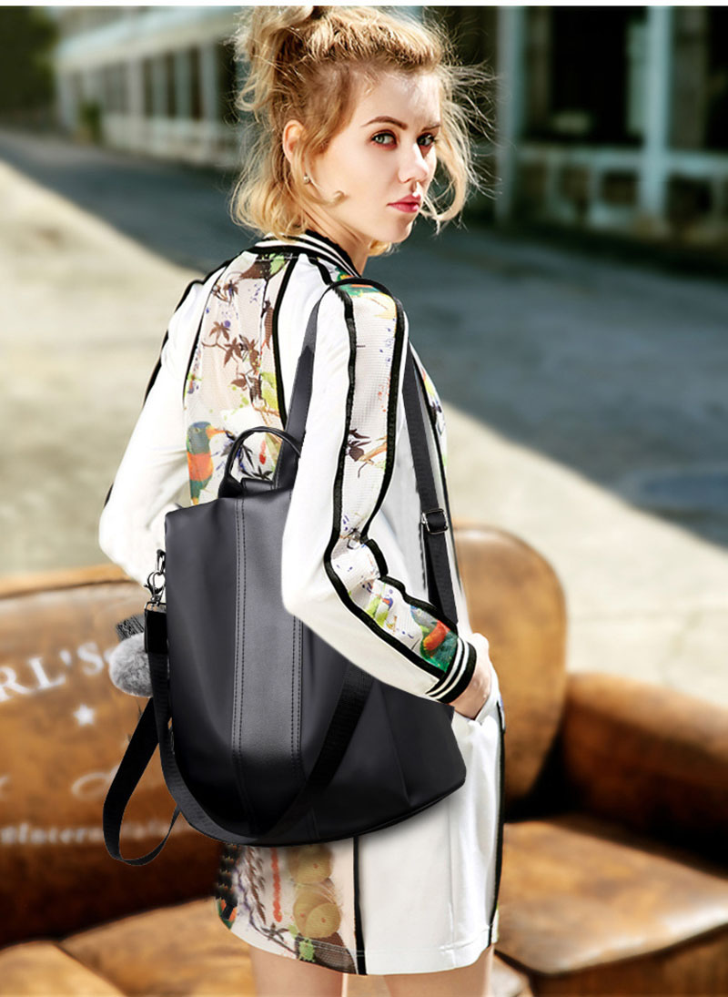 Fashionable Leisure All-match Waterproof Anti-theft Backpack Large-capacity Nylon Student School Bag Multi-functional Ba