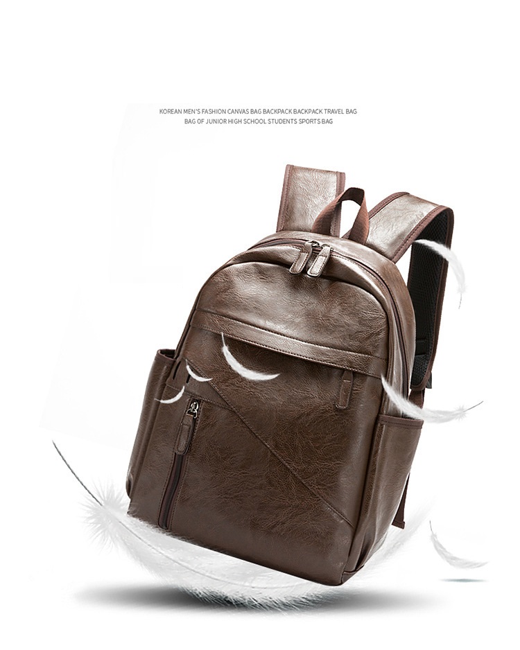 New style men's backpack Korean women's shoulder bag male leisure student school travel pu leather LAPTOP BACKPACK