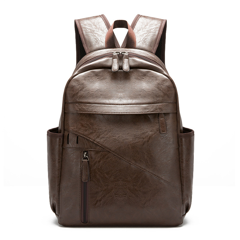 New style men's backpack Korean women's shoulder bag male leisure student school travel pu leather LAPTOP BACKPACK