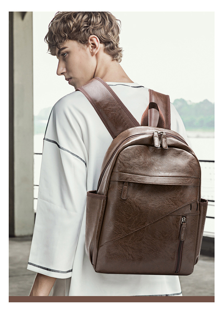 New style men's backpack Korean women's shoulder bag male leisure student school travel pu leather LAPTOP BACKPACK