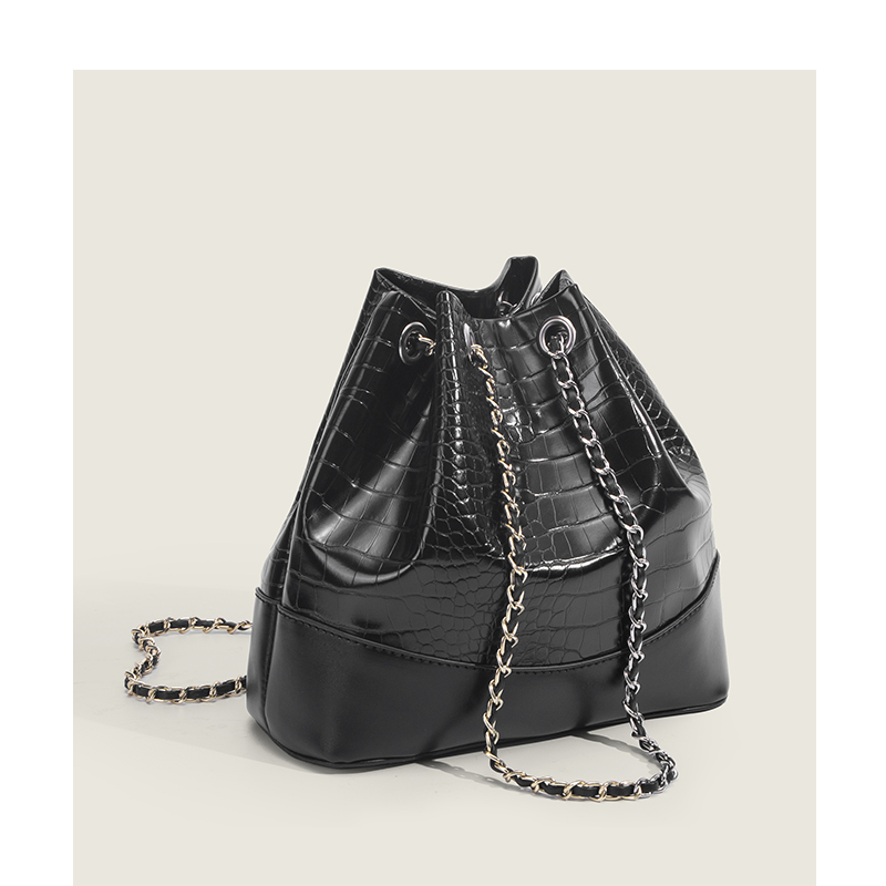 Fashion women Alligator leather adjustable backpack  design Bucket Bag girls drawstring leather backpack