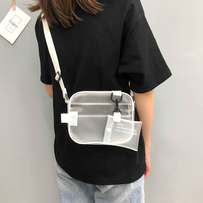 girls  waterproof messenger transparent  zipper clear pvc crossbody bag